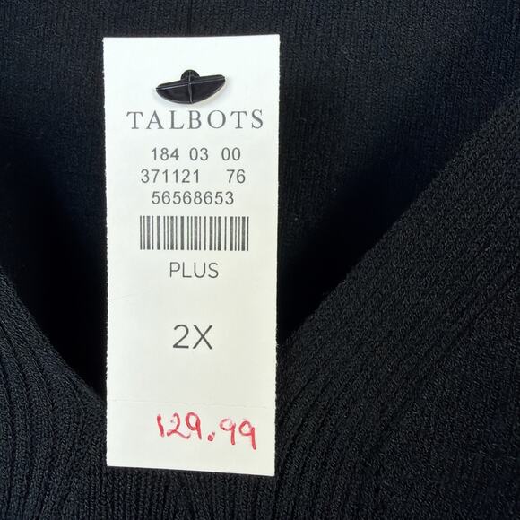 Talbots womens 2X sheer sleeves designer cocktail party Sweater Top Black NWT - Picture 7 of 13